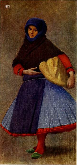 穿着工作日服装的卡洛萨女人 WOMAN OF KALOCSA IN WORK-DAY DRESS (1909)，玛丽安·斯托克斯