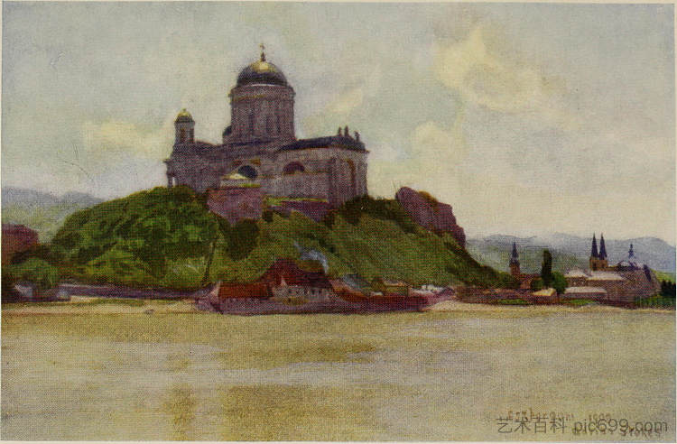 多瑙河的埃斯泰尔戈姆大教堂（格兰） THE BASILICA OF ESZTERGOM (GRAN) FROM THE DANUBE (1909)，玛丽安·斯托克斯