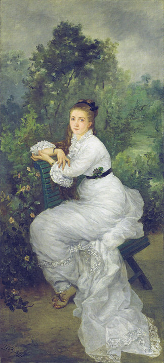 路易丝·奎沃龙又名花园里的女人 Louise Quivoron aka Woman in the garden (1877)，玛丽·布哈可蒙