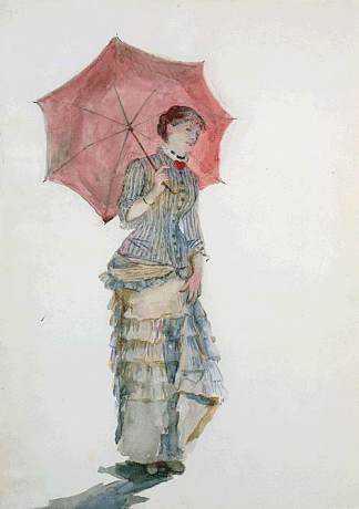 带伞的女人 Woman with an Umbrella (1880)，玛丽·布哈可蒙