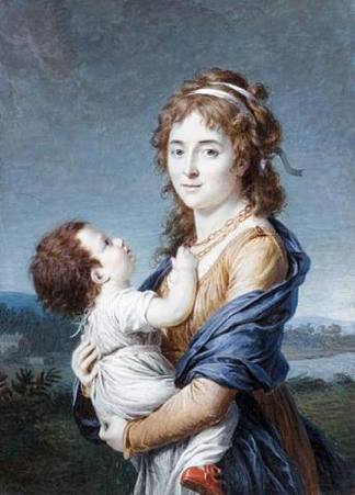 男爵夫人的肖像，丹纳里怀里抱着她的儿子让·日耳曼·塞缪尔 Portrait de la baronne, Dannery tenant son fils Jean Germain Samuel dans ses bras，玛丽-加布里埃尔·卡佩