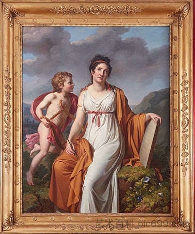 雷塞特·达克斯夫人的肖像 饰 萨福 Portrait of Madame de Reiset D'Arques as Sappho，玛丽·吉耶曼·伯努瓦