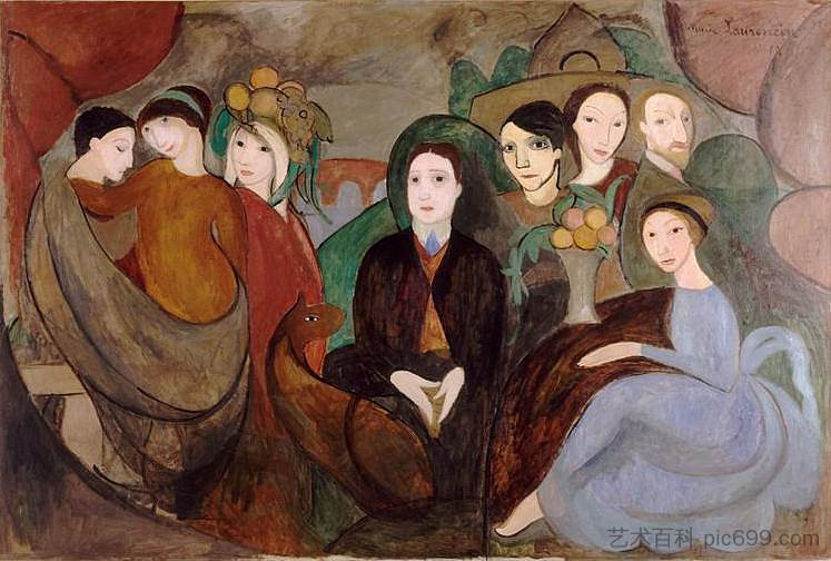 阿波利奈尔和他的朋友们 Apollinaire and His Friends (1909)，丽·罗兰珊