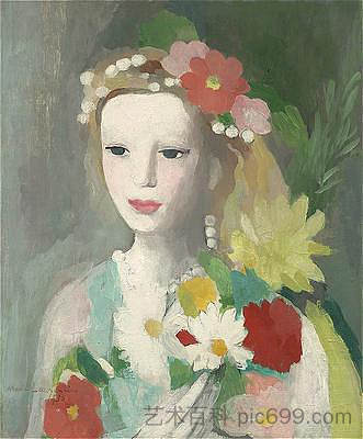 戴花环的女孩 Jeune Fille à la Guirlande de Fleurs (1935)，丽·罗兰珊