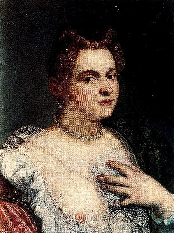 自画像（或威尼斯女人;署名） Self-portrait (or Venetian Woman; attributed) (c.1580)，玛利塔·鲁布斯提