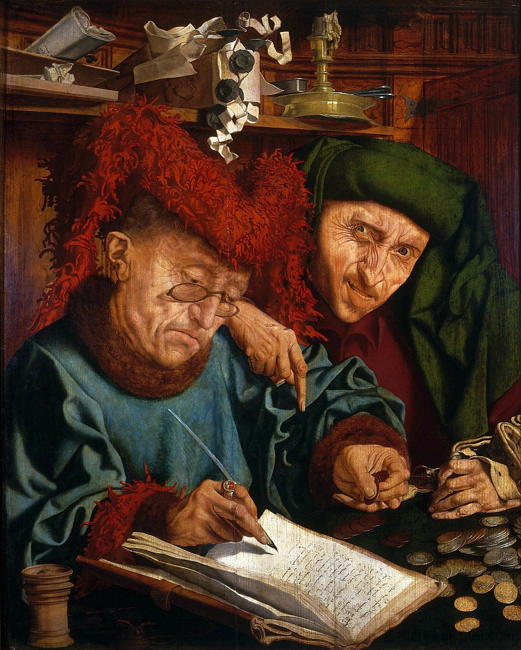 两名税吏 Two tax collectors (c.1540; Netherlands  )，马里纳斯·凡·雷梅尔思维勒