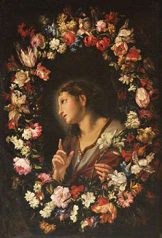 戴着花环的天使报喜 The Angel of the Annunciation in a Garland of Flowers，马里奥努齐