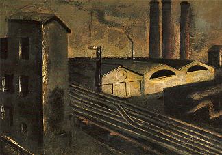 带烟囱的城市景观 Urban Landscape with Chimneys (1921)，马里奥·西罗尼