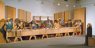 看《最后的晚餐》的自画像 Self-Portrait Looking at The Last Supper (1984)，玛丽索·埃斯科巴