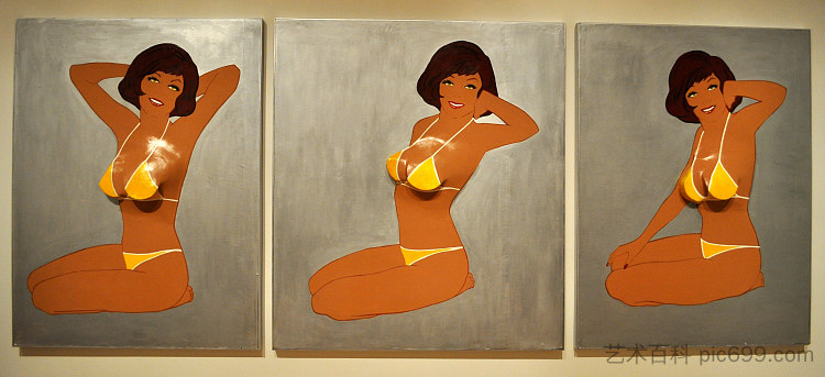 三联画II（海滩女孩） Triptych II (Beach Girl) (1963)，玛乔丽·斯特赖德