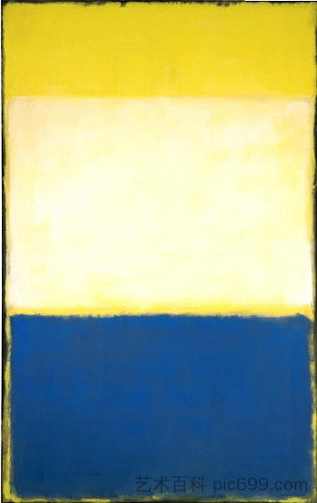 6号（黄色，白色，蓝色在黄色上灰色） No. 6 (Yellow, White, Blue Over Yellow on Gray) (1954)，马克·罗斯科