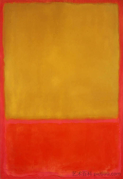 赭石和红底红字 Ochre and Red on Red (1954)，马克·罗斯科