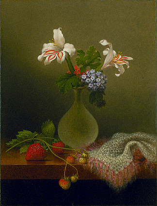 玉米百合和向日葵花瓶 A Vase of Corn Lilies and Heliotrope (1863)，马丁·约翰逊·赫德