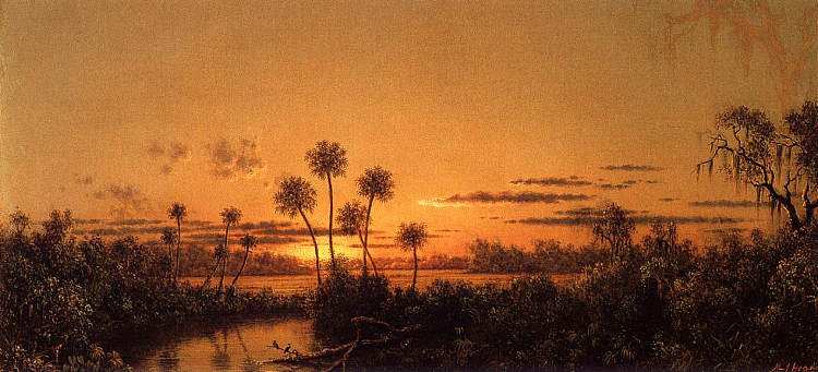 佛罗里达河场景：傍晚，日落后 Florida River Scene: Early Evening, After Sunset (1900)，马丁·约翰逊·赫德