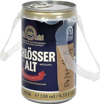 酒精折磨，一罐施勒瑟阿尔特啤酒，塑料包装纸 Alcohol torture, can of Schlösser Alt beer, plastic wrapper (1989)，马丁·基彭伯格