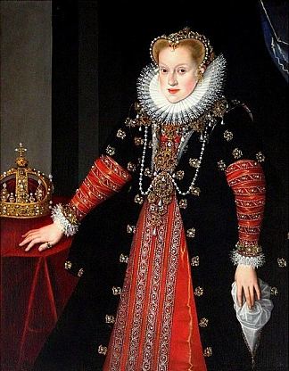 奥地利安妮女王的肖像 Portrait of Queen Anne of Austria (c.1595; Poland                     )，马丁·科伯