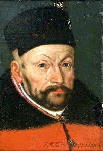 波兰国王斯蒂芬·巴托里画像 Portrait of King Stephen Báthory of Poland (c.1583; Poland  )，马丁·科伯