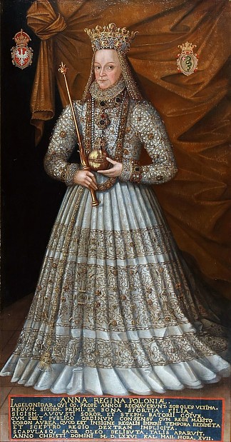 安娜·雅盖隆的肖像在加冕礼服 Portrait of Anna Jagiellon in coronation robes (1576; Poland                     )，马丁·科伯