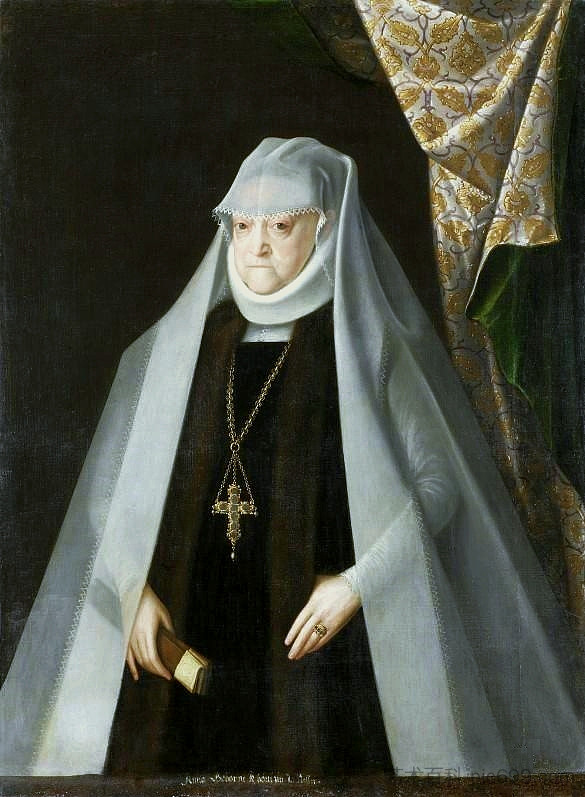 安娜·贾盖隆女王身着寡妇服装的肖像 Portrait of Queen Anna Jagiellon in a widow costume (c.1595),马丁·科伯
