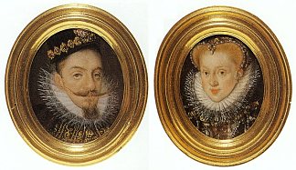 西吉斯蒙德·瓦萨和安娜·哈布斯堡的缩影 Miniature of Sigismund Vasa and Anna Habsburg (1598; Poland                     )，马丁·科伯