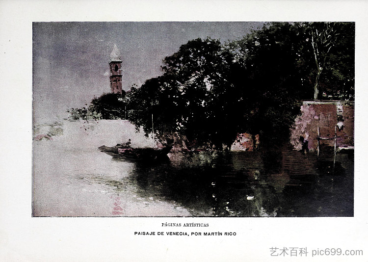 艺术页面。威尼斯的风景。 Artistic Pages. Landscape Of Venice. (1900),马丁·里科和奥尔特加