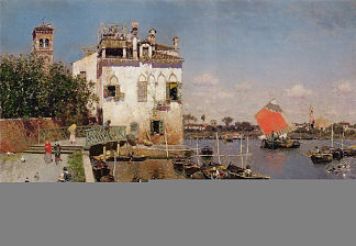 威尼斯渔民与圣马可远景，威尼斯 Venetian Fisherman with a Distant View of San Marco, Venice，马丁·里科和奥尔特加