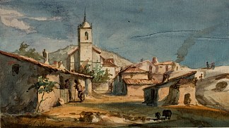 扎尔萨莱霍与圣佩德罗阿波斯托尔教堂的景色 View Of Zarzalejo With The Church Of San Pedro Apóstol (1858)，马丁·里科和奥尔特加