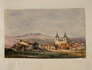 埃斯科里亚尔小村庄与圣贝尔纳贝教堂的景色 View of the Hamlet of El Escorial with the Church of San Bernabé (c.1858)，马丁·里科和奥尔特加