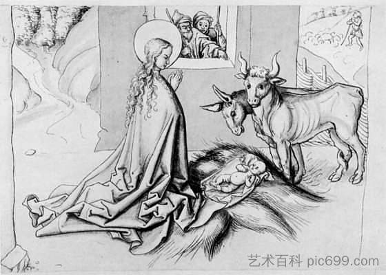 对孩子的崇拜 Adoration of the Child，马丁·松高尔