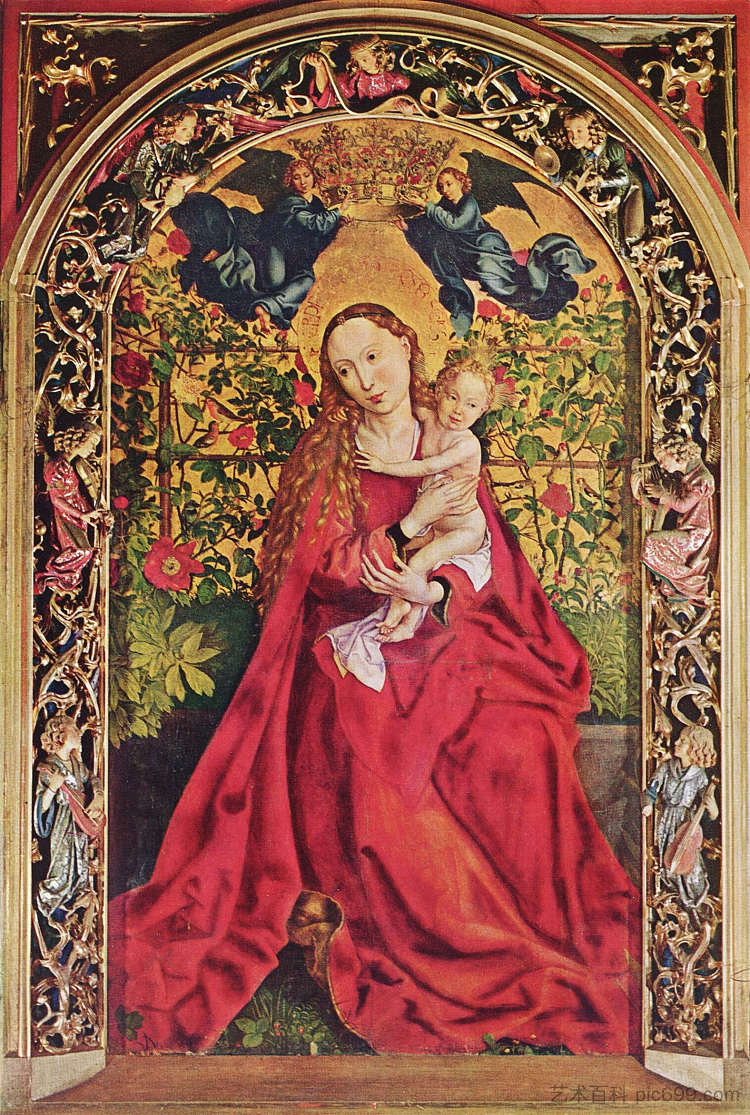 玫瑰鲍尔的麦当娜 Madonna of the Rose Bower (1473)，马丁·松高尔