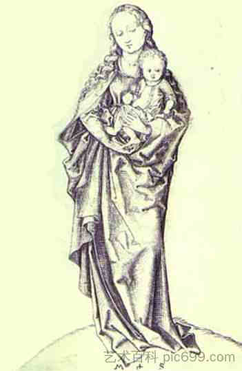 处女和抱着苹果的婴儿 Virgin and The Infant Holding an Apple,马丁·松高尔