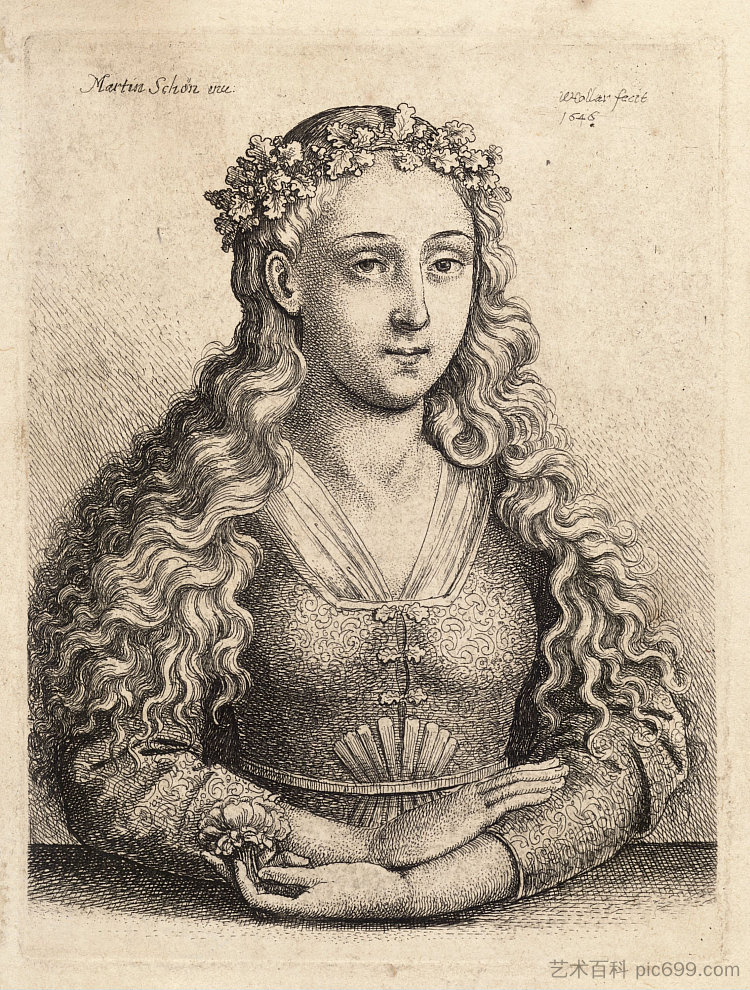 拿着橡树叶花环的女人 Woman with a wreath of oak leaves，马丁·松高尔