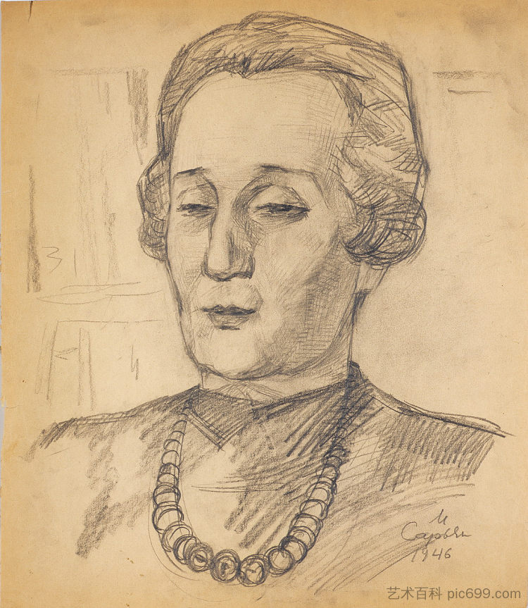 安娜·阿赫玛托娃的肖像 Portrait of Anna Akhmatova (1946; Armenia  )，马蒂罗斯