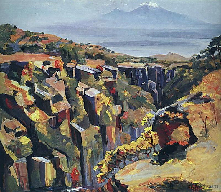 阿拉加茨山坡上的悬崖 Cliff in the slope of Aragats (1958; Armenia  )，马蒂罗斯