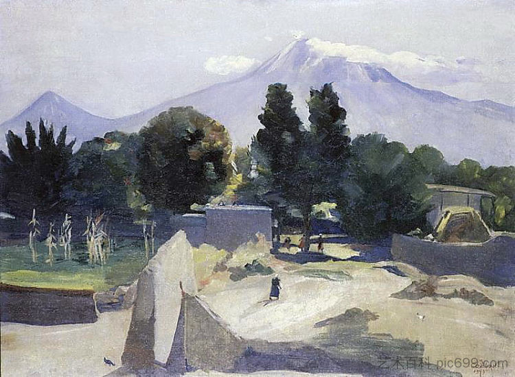 来自姆昌村的亚拉腊山 Mount Ararat from the village Mhchan (1949; Armenia  )，马蒂罗斯