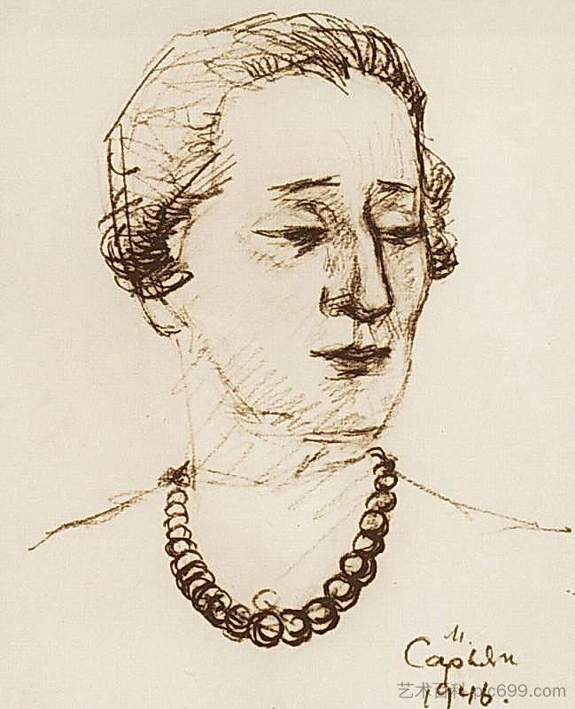 安娜·阿赫玛托娃的肖像 Portrait of Anna Akhmatova (1946; Armenia  )，马蒂罗斯