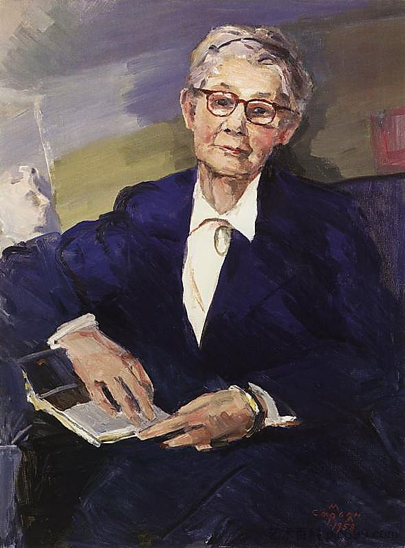 艺术评论家莉迪亚·杜尔诺沃的肖像 Portrait of art critic Lydia Durnovo (1958; Armenia  )，马蒂罗斯