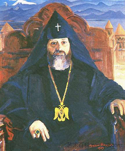 所有亚美尼亚人的天主教徒肖像 瓦兹根一世 Portrait of Catholicos of All Armenians Vazgen I (1959; Armenia  )，马蒂罗斯