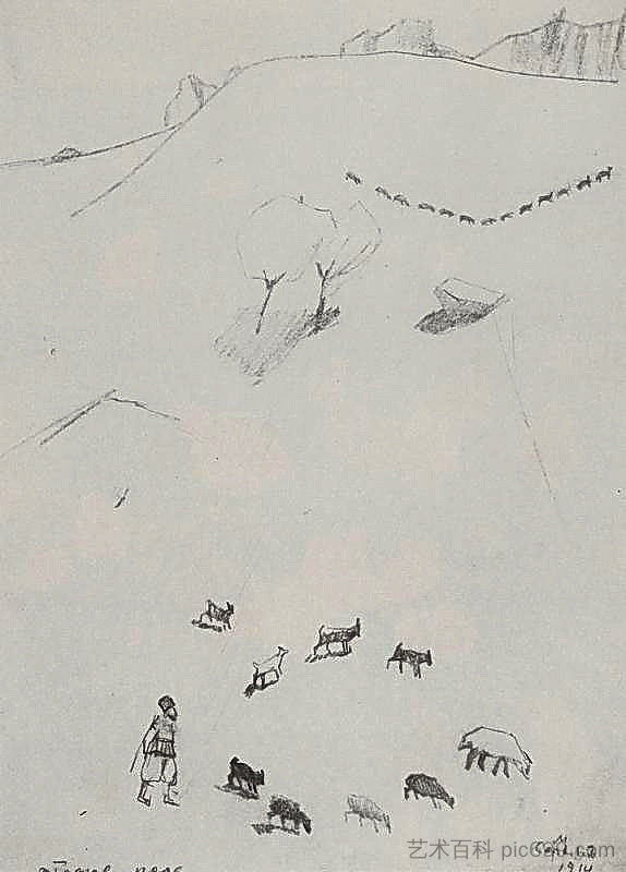 搁架场（在山坡上） Shelving field (On the slope of the mountain) (1914)，马蒂罗斯