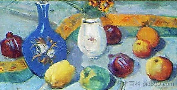 静物与水壶和水果 Still Life with Jug and Fruit (1913)，马蒂罗斯