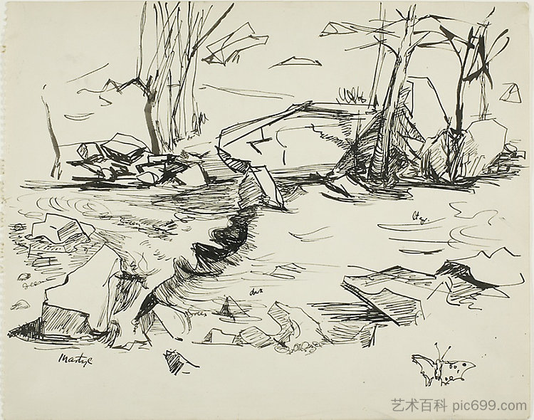 无题（河岸） Untitled (Riverbank) (1950)，马蒂尔·朗斯多夫