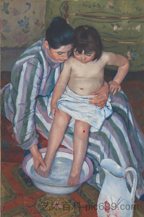 儿童浴池 The Child's Bath (1891)，玛丽·卡萨特