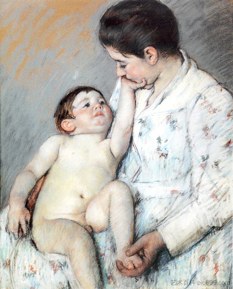 宝宝的第一次爱抚 Baby`s First Caress (1891)，玛丽·卡萨特