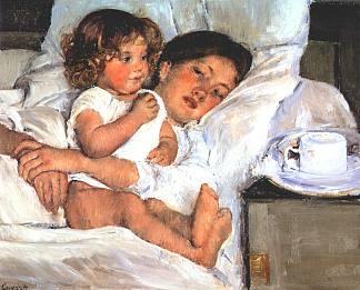 在床上享用早餐 Breakfast in Bed (1897)，玛丽·卡萨特