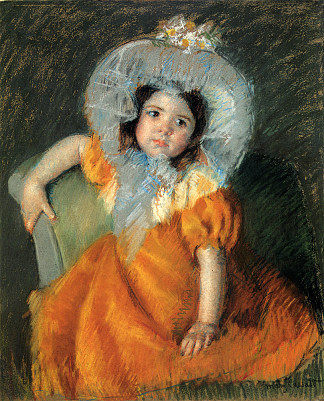 穿橙色连衣裙的孩子 Child In Orange Dress (1902)，玛丽·卡萨特
