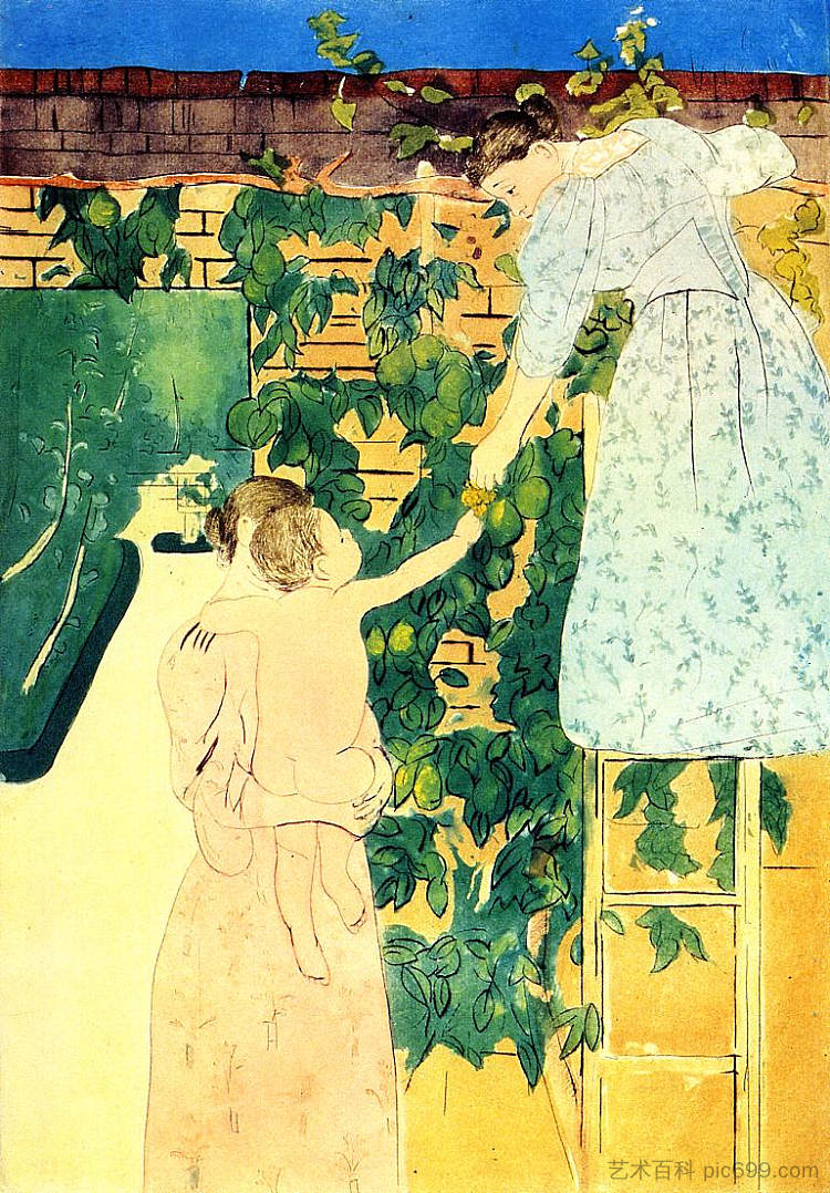 采集水果 Gathering Fruit (1893),玛丽·卡萨特