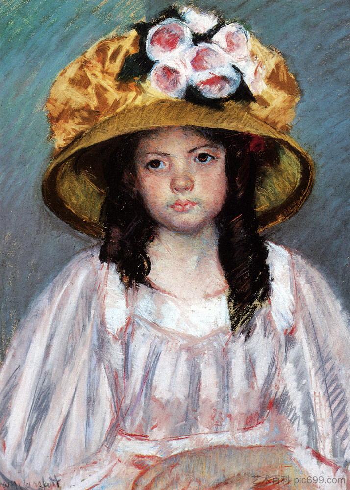 戴大帽子的女孩 Girl In Large Hat (c.1908)，玛丽·卡萨特