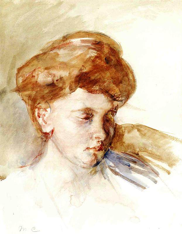 一个年轻女子的头 Head of a Young Woman (1873)，玛丽·卡萨特