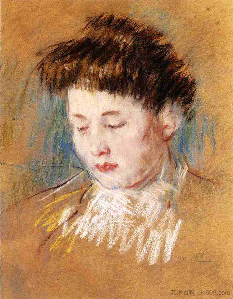 朱莉的头，往下看 Head of Julie, Looking Down (c.1909)，玛丽·卡萨特