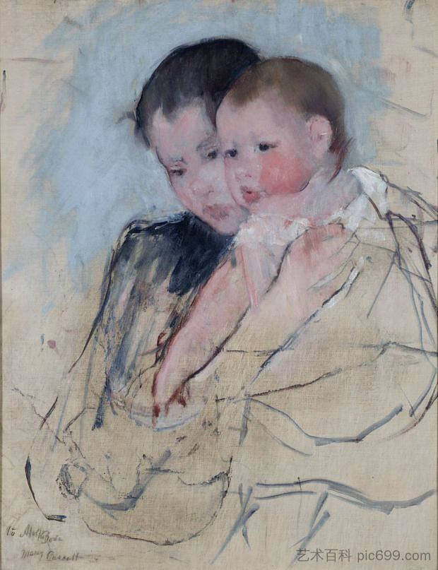 母亲手臂上的婴儿 Baby on Mother’s Arm (c.1891)，玛丽·卡萨特